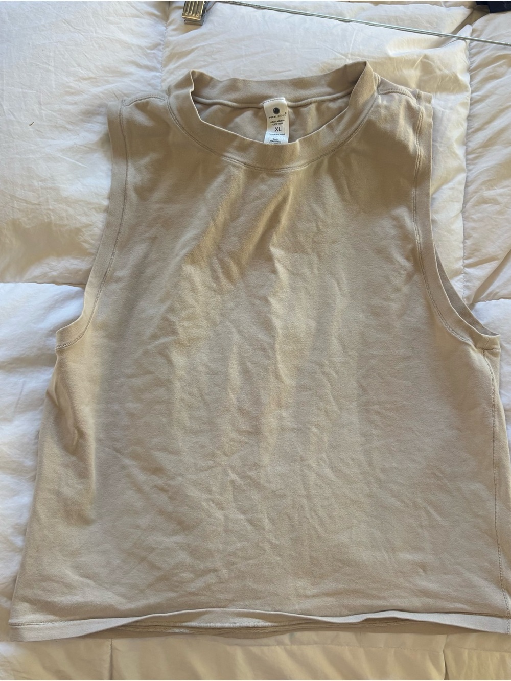 Sleeveless Crewneck Tank Top - Beige